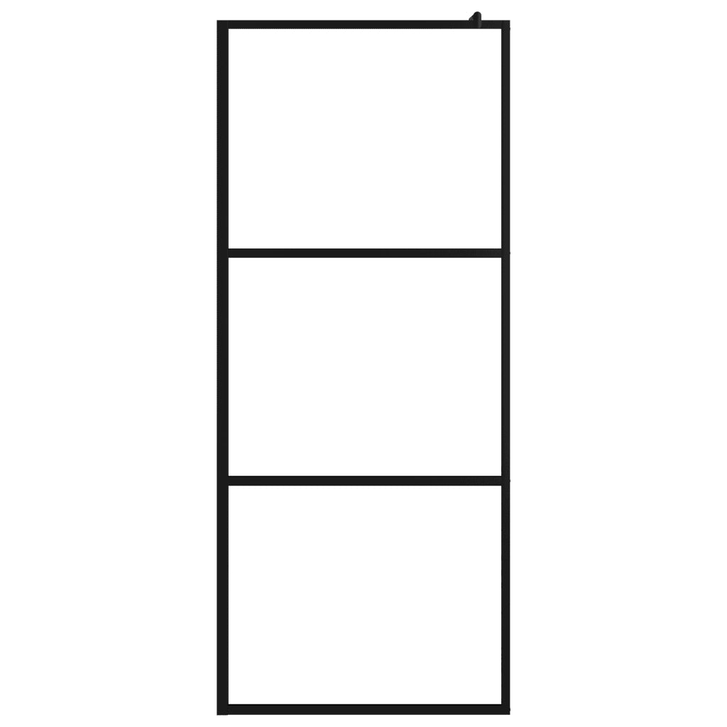 Parete Doccia Walk-in in Vetro Trasparente ESG Nera 90x195 cm 149149