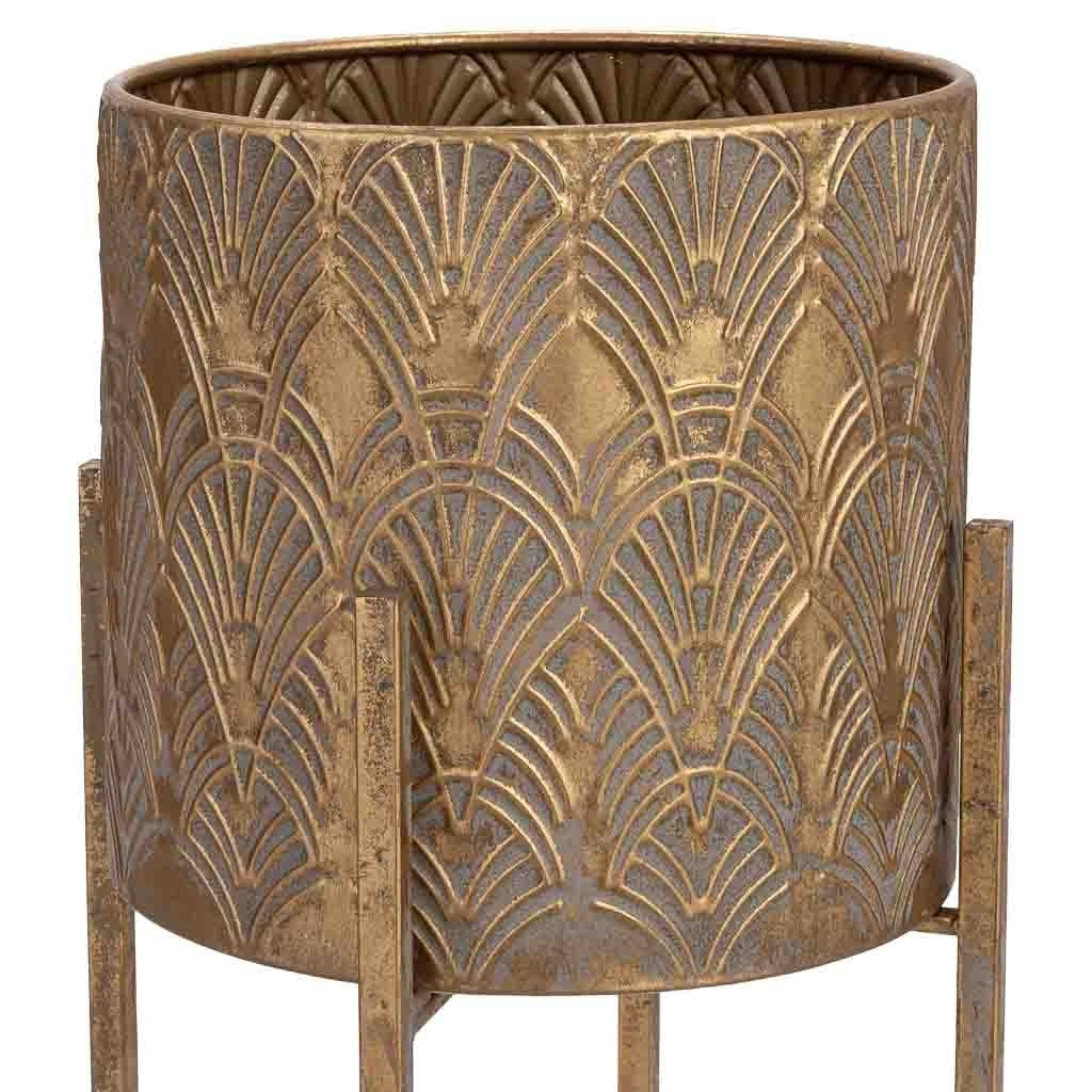 Fioriera in metallo dorato 26,5x26,5x75,5h cm