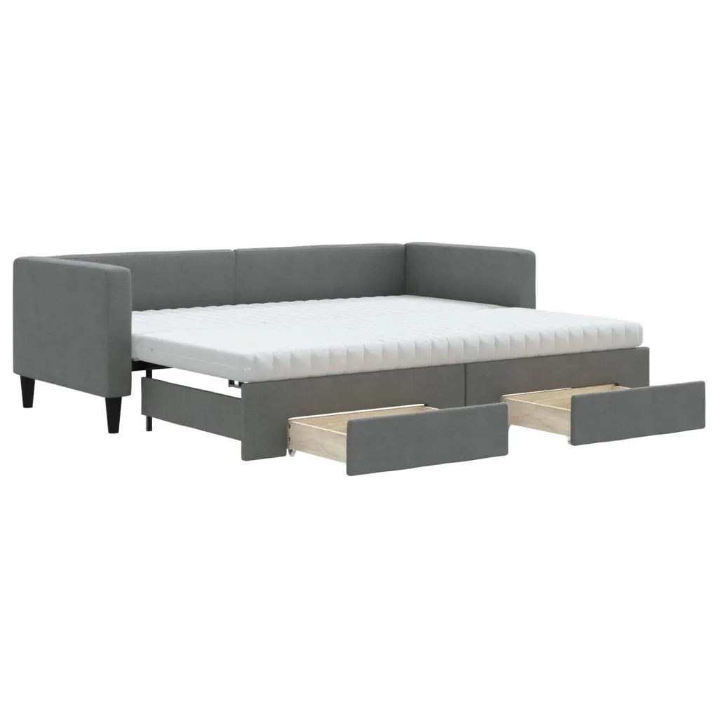 Divano Letto Estraibile Cassetti Grigio Scuro 80x200cm Tessuto 3196628