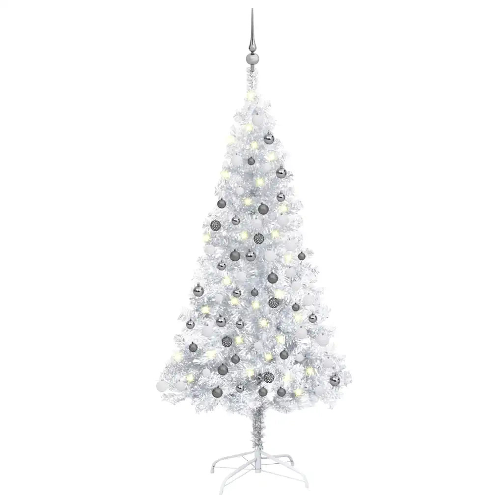 Set Albero Natale Artificiale LED e Palline Argento 120cm PET cod mxl 26340