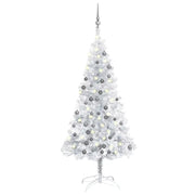 Set Albero Natale Artificiale LED e Palline Argento 120cm PET cod mxl 26340