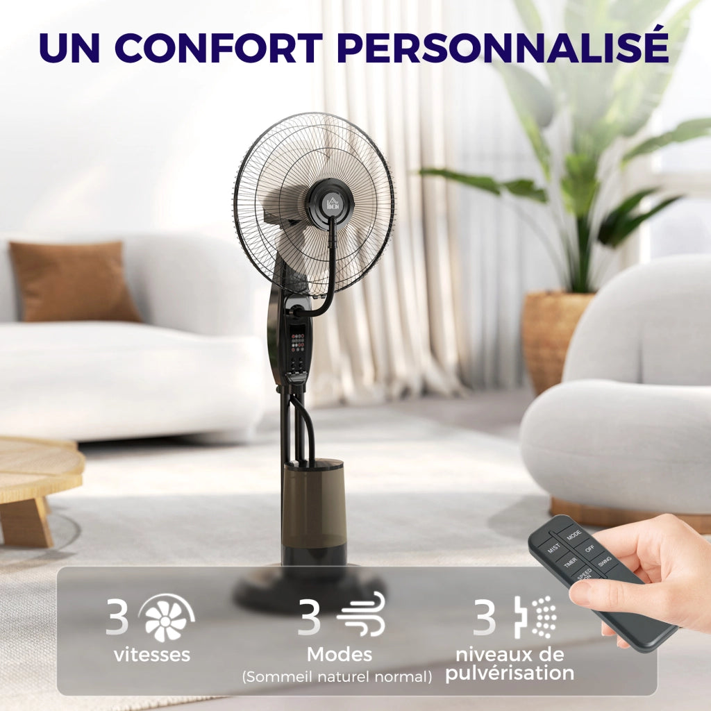 Ventilatore Nebulizzatore 75W 120cm ¨C zephmum ¨C Nero con Telecomando Timer Oscillazione 70¡ã Testa Inclinabile