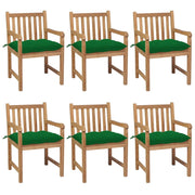 Sedie da Giardino 6 pz con Cuscini Verdi in Massello di Teak cod mxl 17483