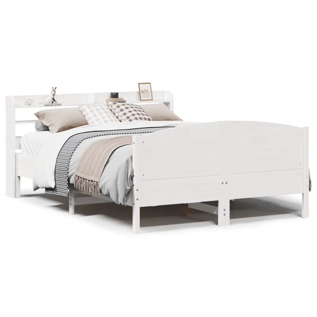 vidaXL Letto senza Materasso Bianco 135x190 cm Legno Massello di Pino