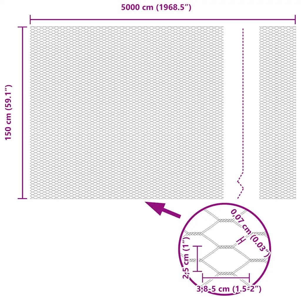 Recinzione Esagonale Verde 1,5 x 50 m PVC 42005434
