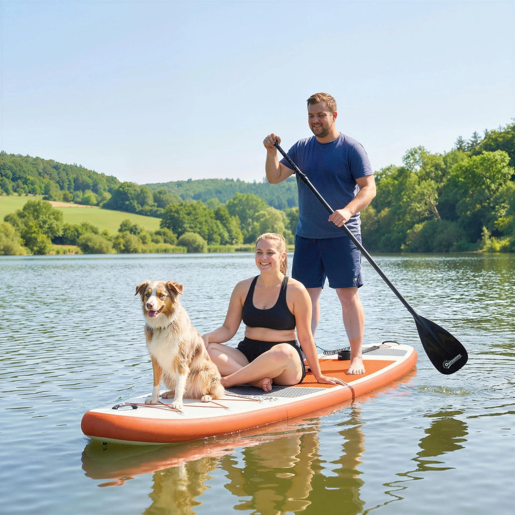 Tavolo da Paddle Sup Gonfiabile con Pagaia Regolabile e Pompa ¨C Zephmum ¨C 320x82x15 cm Arancione