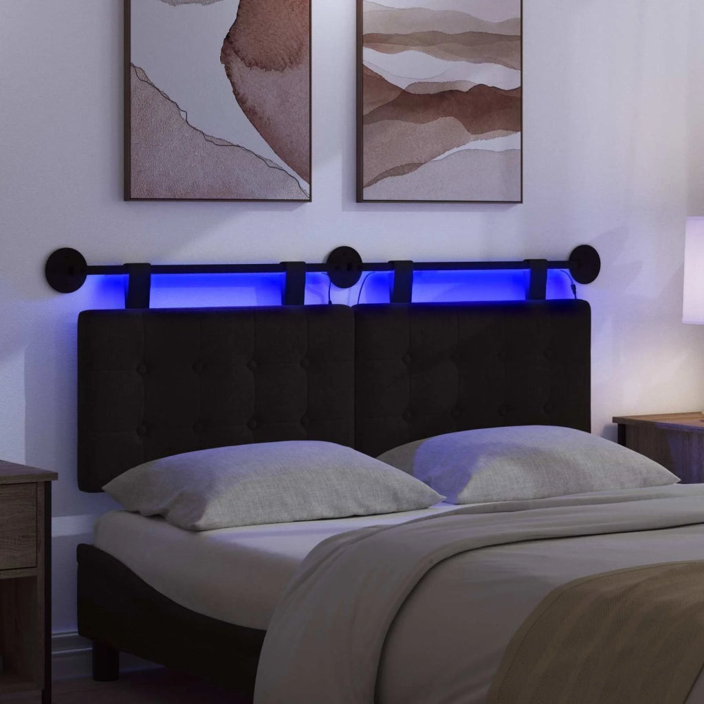 Testiera | Testata sospesa Con luce LED Nero Tessuto