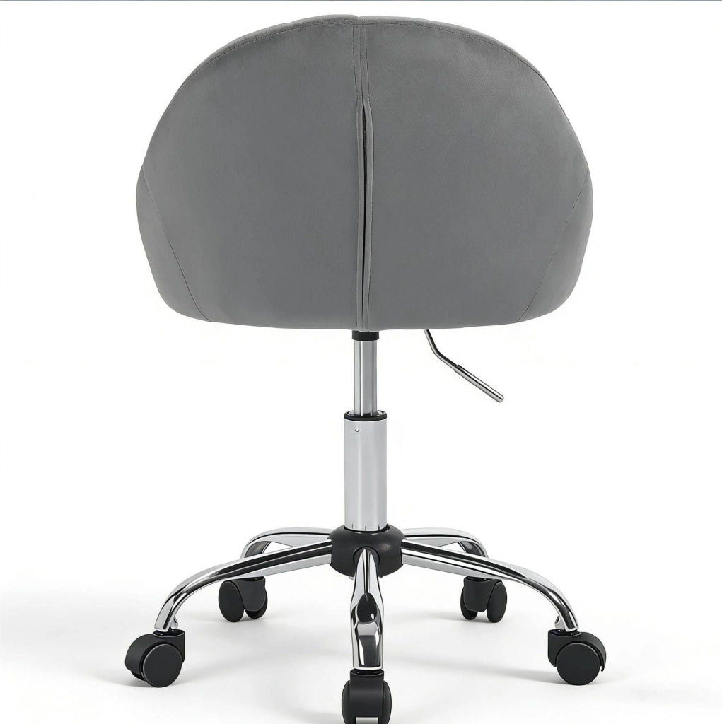 Sedia da ufficio ergonomica girevole in velluto grigio scuro