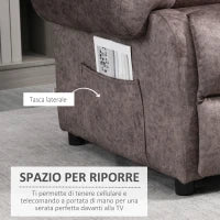 Poltrona Relax Reclinabile Manualmente in Tessuto con Imbottitura Extra, Marrone