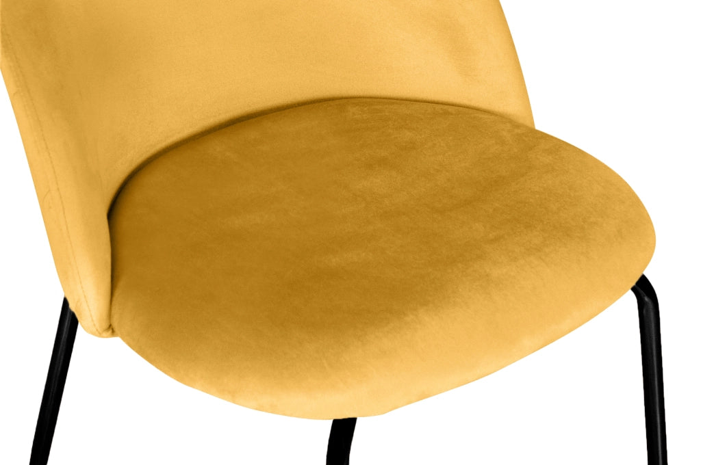Set di 2 sedie da pranzo imbottite in velluto giallo senape piede nero – Nicole - SD32NIPN