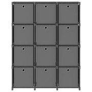 Mensola con 12 Scatole a Cubo Grigia 103x30x141 cm in Tessuto 322617