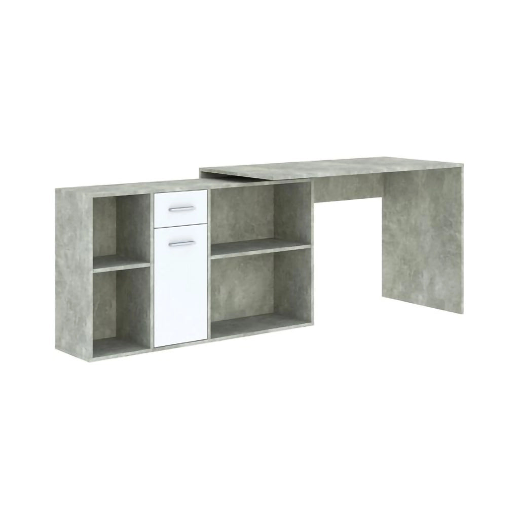 Linare, Scrivania Modulabile, 122x120x75h cm Grigio Cemento
