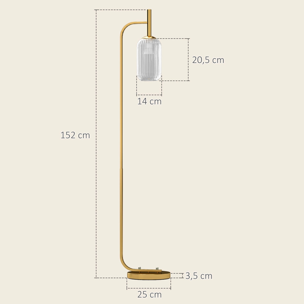 Lampada da terra ¨C zephmum ¨C vetro testurato oro 29x25x152 cm