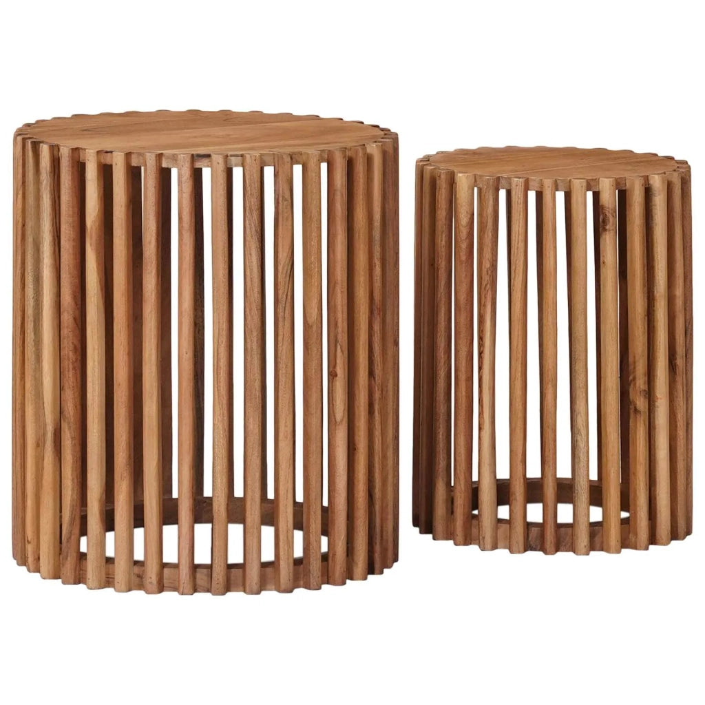 Set di Tavolini Fatti a Mano 2 pcs Marrone Teak 40 x 40 x 45 cm 42020067