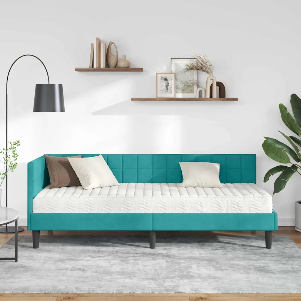 Struttura Letto Angolare con Materasso 2 pcs Turchese Velluto 3393966