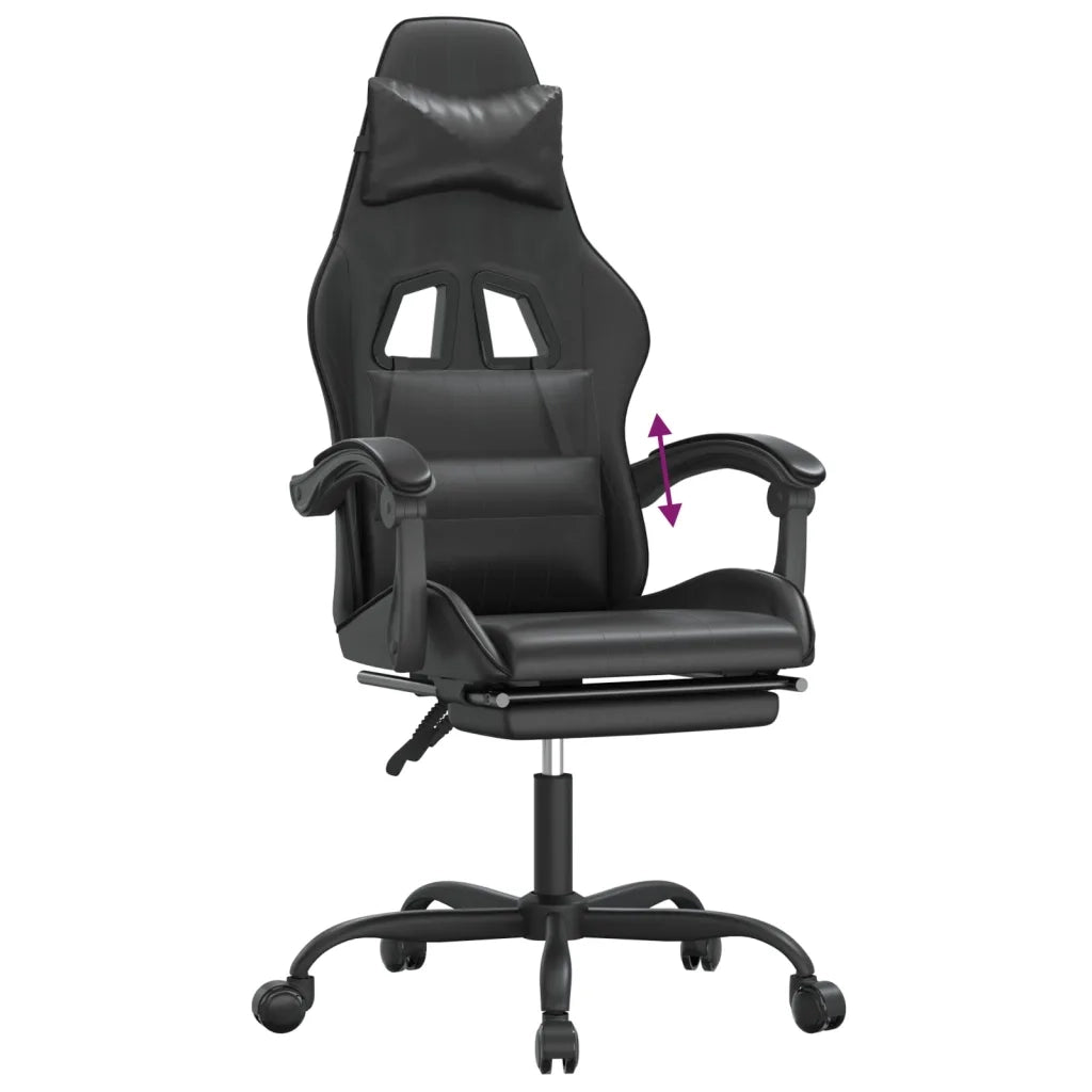vidaXL Sedia da Gaming con Poggiapiedi Nero in Similpelle