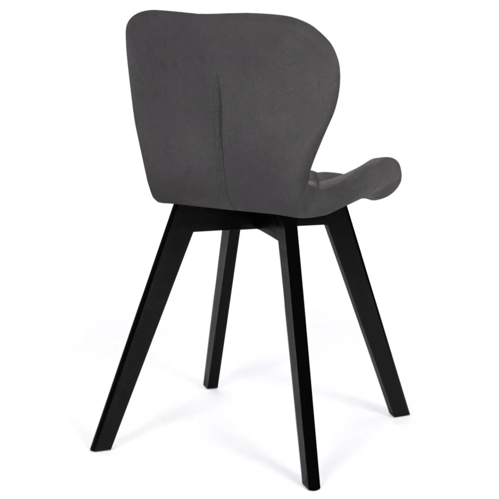 IDMarket - Set di 6 sedie ROBINE in velluto grigio scuro con gambe nere