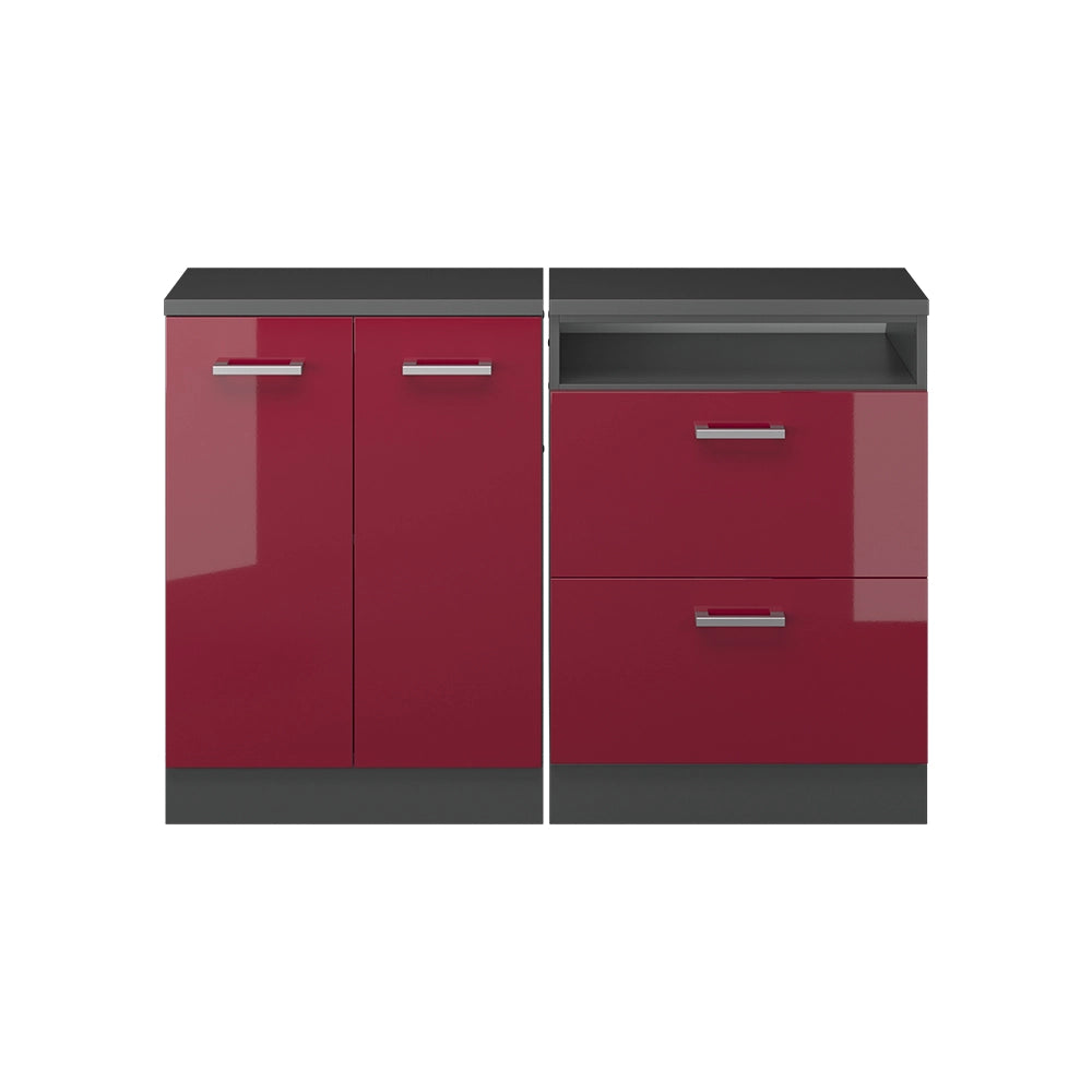 Set di mobili sottotetto Rion Rosso lucido/Antracite 120 cm Set di 2 carcasse armadio profondità 60 cm Vicco