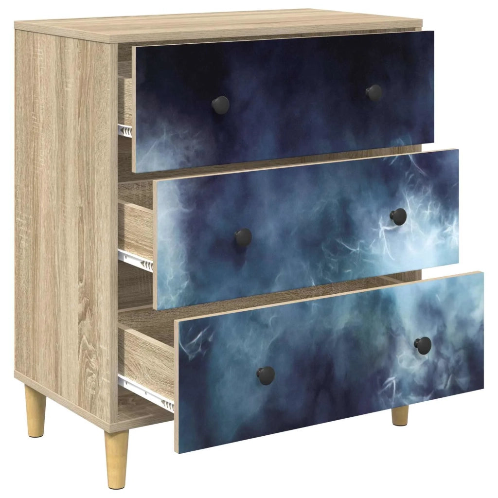 Cassettiera RAALTE Stampa in marmo blu 66 x 36,5 x 75 cm Sonoma 8007352