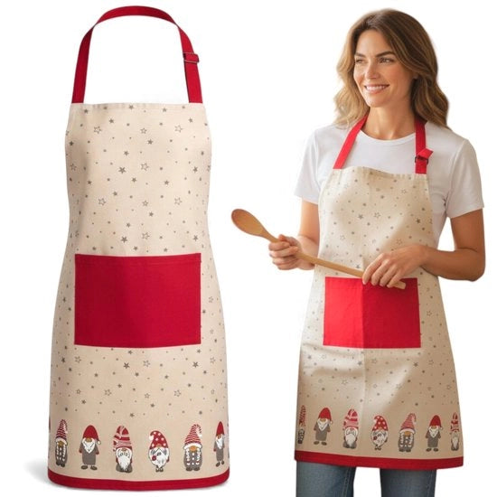 Cucina in Stile Moderno per Natale - 60 x 84 cm - Grembiule di Cotone - Disegno dei Gnomi - Decorazione di Natale - Cucina/Cottura - Design Moderno - Grembiule da Cucina
