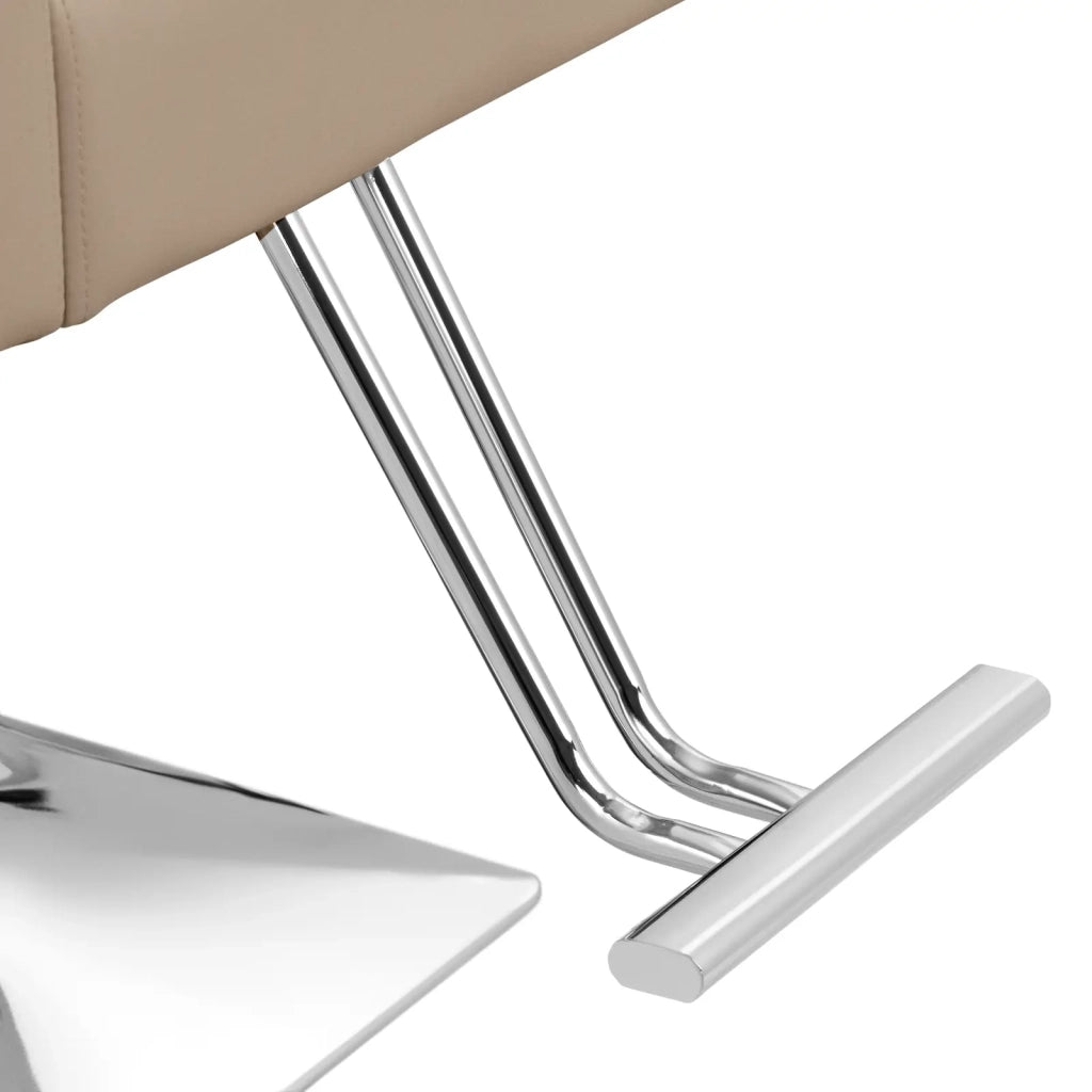 Poltrona professionale per parrucchiere con poggiapiedi altezza seduta 45-55 cm 150 kg acciaio schiuma beige 14_0008981