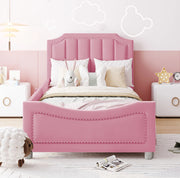 Letto imbottito 90x200 cm convertibile in divano letto; flanella rosa