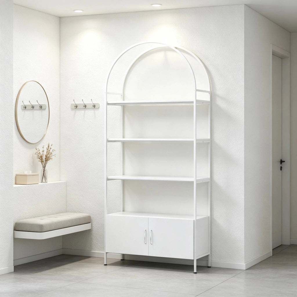 LIBRERIA ad arco 80x30x187 cm bianca con armadietto a 2 ante