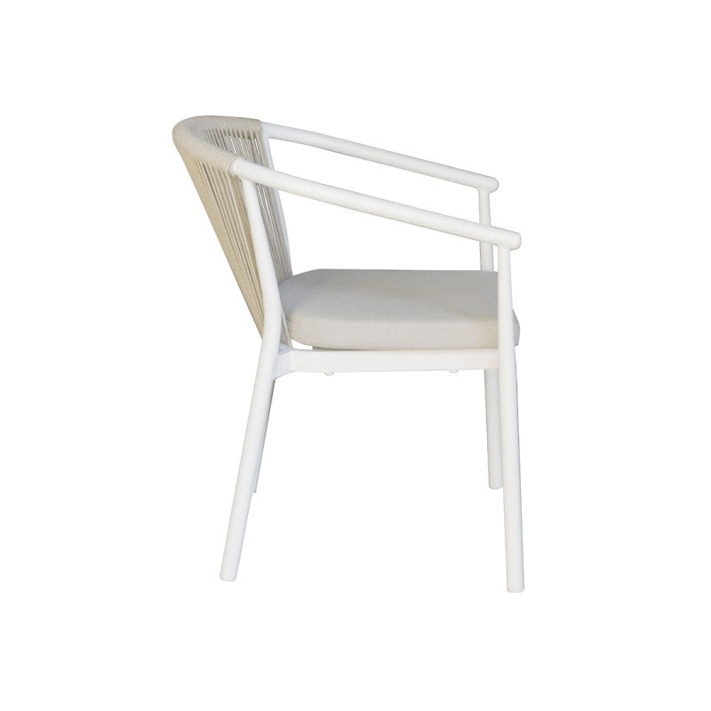 Sedia Verona Contract In Alluminio Bianco E Corda Per Esterni Beige Moia