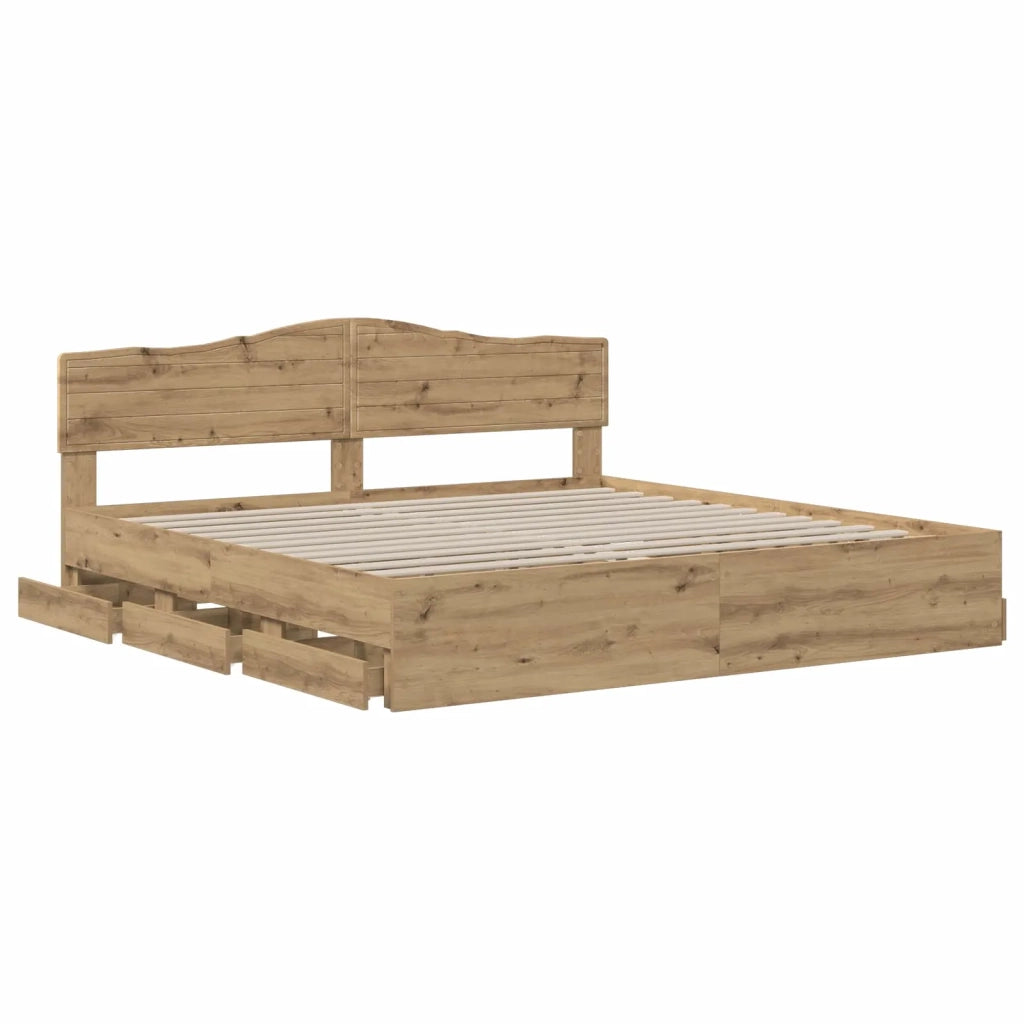 Bed Frame with Storage and Headboard Artisan Oak 180 x 200 cm 3445830