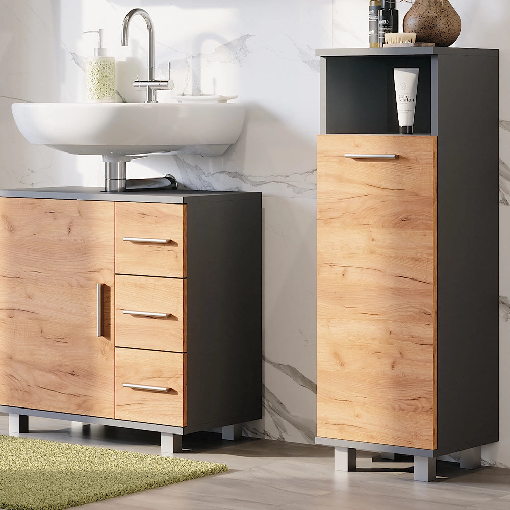 Vicco mobiletto bagno Antracite/quercia dorata 30.2 x 190 cm con 2 porte