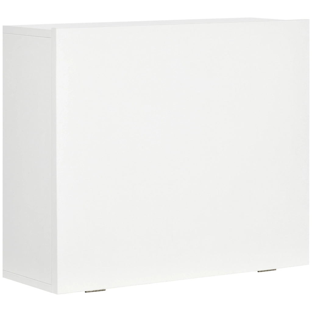Scrivania a Muro Pieghevole e Salvaspazio con Ripiani, per Casa e Ufficio, in Truciolato e MDF, 60x21.5x50 cm, Bianco