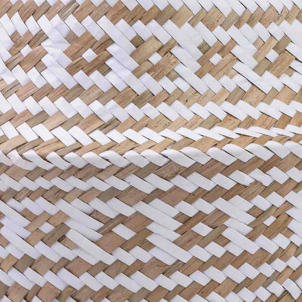 Cestino con manici naturali, carta bianca, D30x30/41h cm