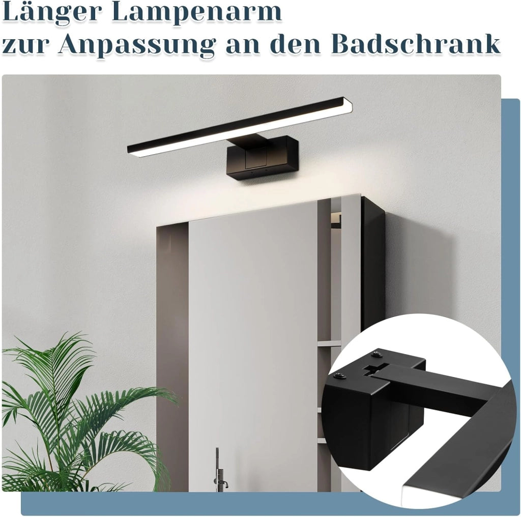 ZMH Lampada da Parete per Specchio da Bagno 40 cm Nera IP44 Moderna Bianco Neutro 4000K per Cantina Cucina Armadietto