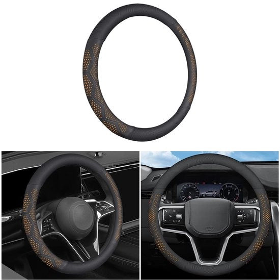 Cuscino di guida per auto, pelle, cerchioni di guida per auto, antiscivolo, cuscino di guida universale, cuscino di guida per auto, respirante, antiscivolo, cuscino di guida universale (arancione)