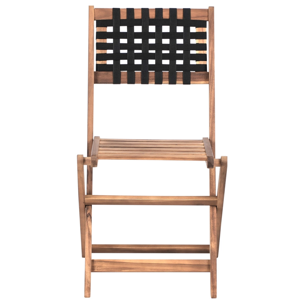 Set da balcone in legno di acacia marrone e nero pieghevole esterno elegante