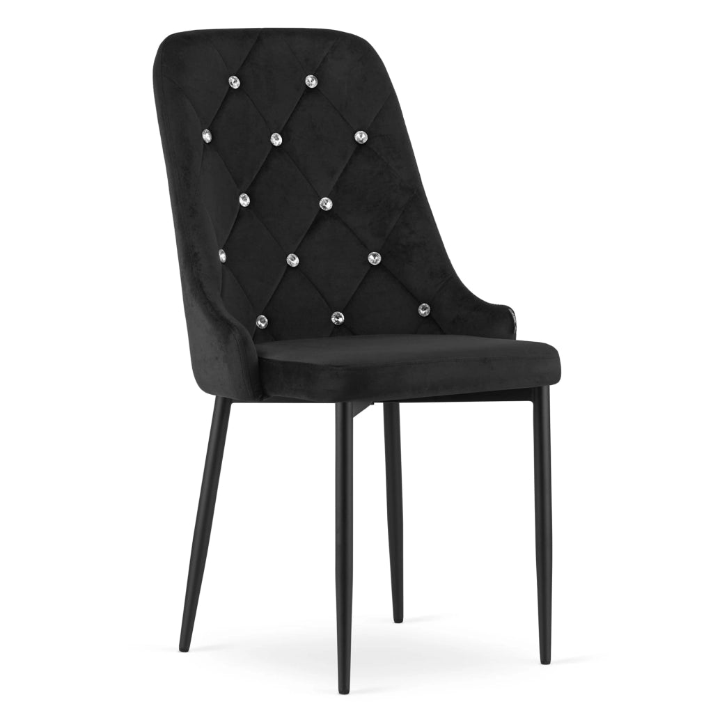 Sedia Valora REMI in velluto nero con gambe in metallo x2