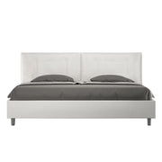 Letto Matrimoniale King Size 200x210 cm con Rete e Contenitore Testata con Cuscini Imbottito in Similpelle Annalisa