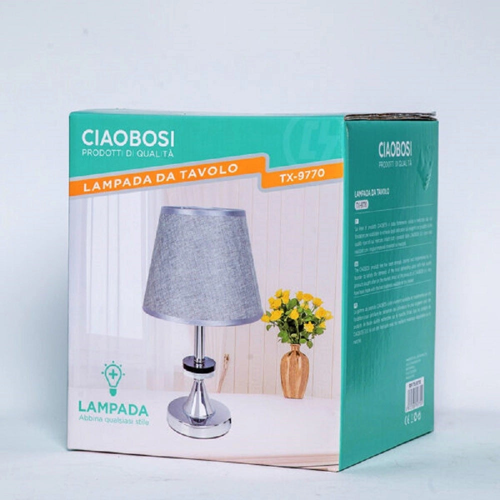 Trade Shop - Lume Lampada Da Tavolo Abat Jour Comodino Comò Arredo Camera Casa Luce Tx-9770 -