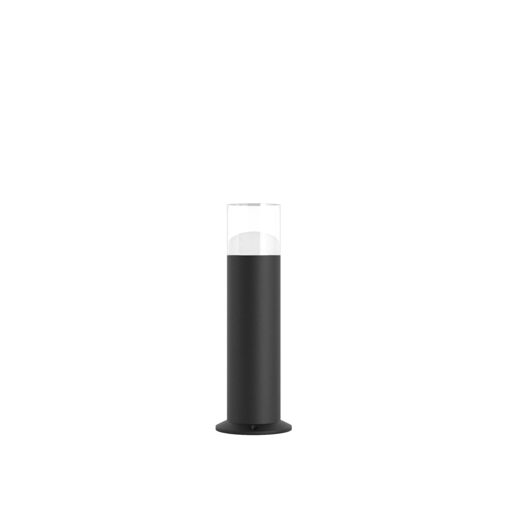 Tura Proiettore LED Cilindrico per Esterni 12W 3000K Fascio 180° IP65 IK06 Finitura Nero Opaco Altezza Personalizzabile per Illuminazione Giardini