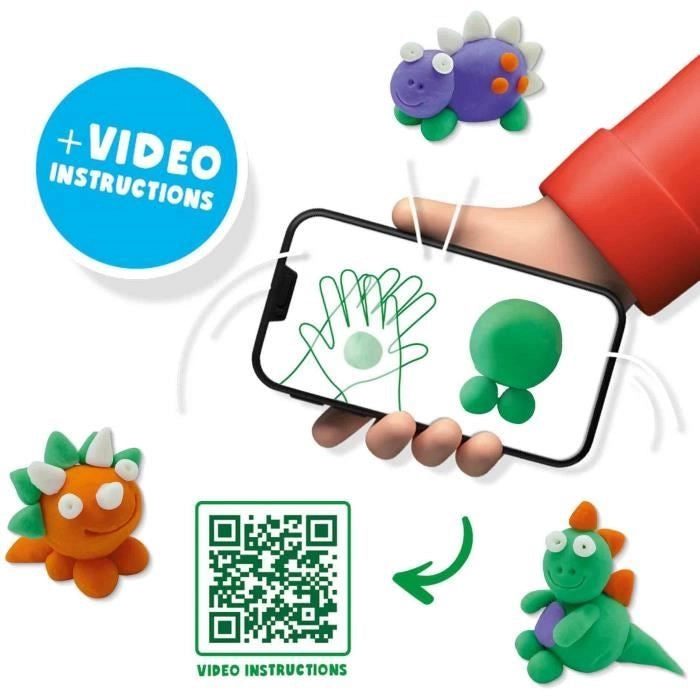 Pasta da modellare FunDo - Dinosauri (3x90gr-1x40gr) - SES CREATIVE - Interattivo per bambini piccoli.