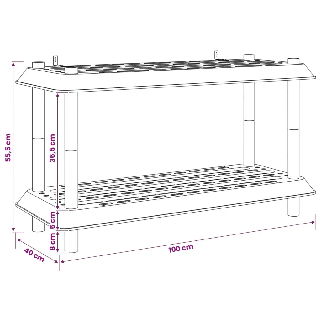 Unità di scaffalatura 2 livelli 100 x 40 x 55,5 cm PP Antracite 8011740