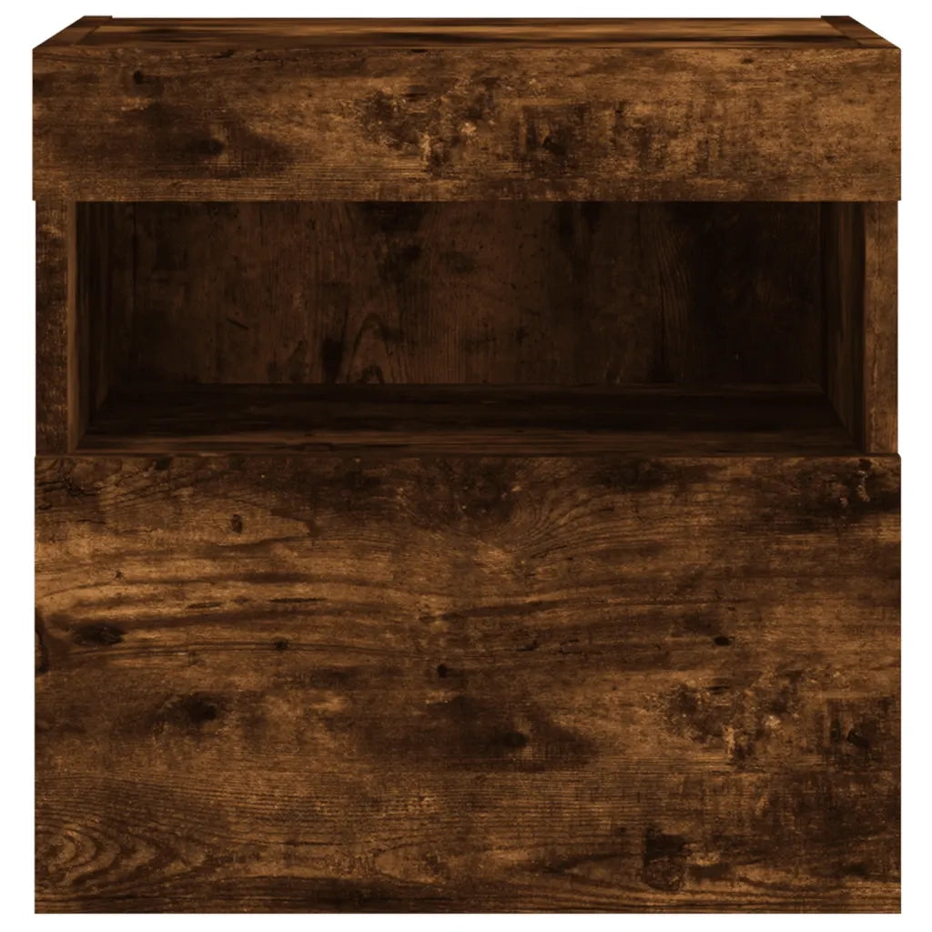 Mobili TV a Parete con Luci LED 2 pz-Credenza per TV sospesa Rovere Fumo 40x30x40 cm