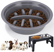 Anti-Gulping Ciotola per Cani, Ø 20 cm, Altezza 5 cm, Ciotola per Cani che si Espande Lentamente, Accessori di Ricambio per la Ciotola per Cani Pieghevole, per Gatti e Piccoli Cani (Grigio)