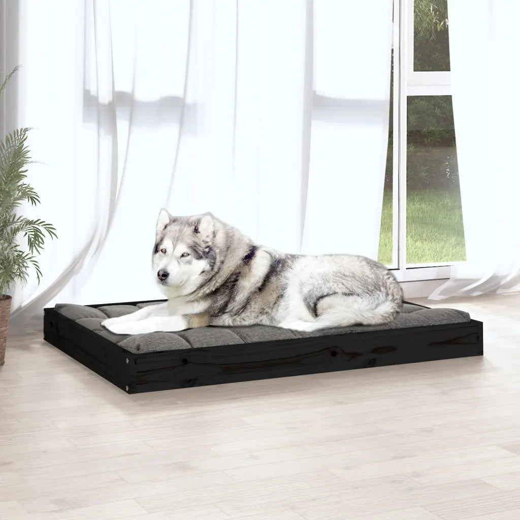 Cuccia per Cani Nera 101,5x74x9 cm in Legno Massello di Pino