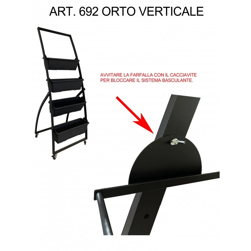 Orto Verticale Compreso di Vasi Cm 67X65X170H Nero Tecnokit