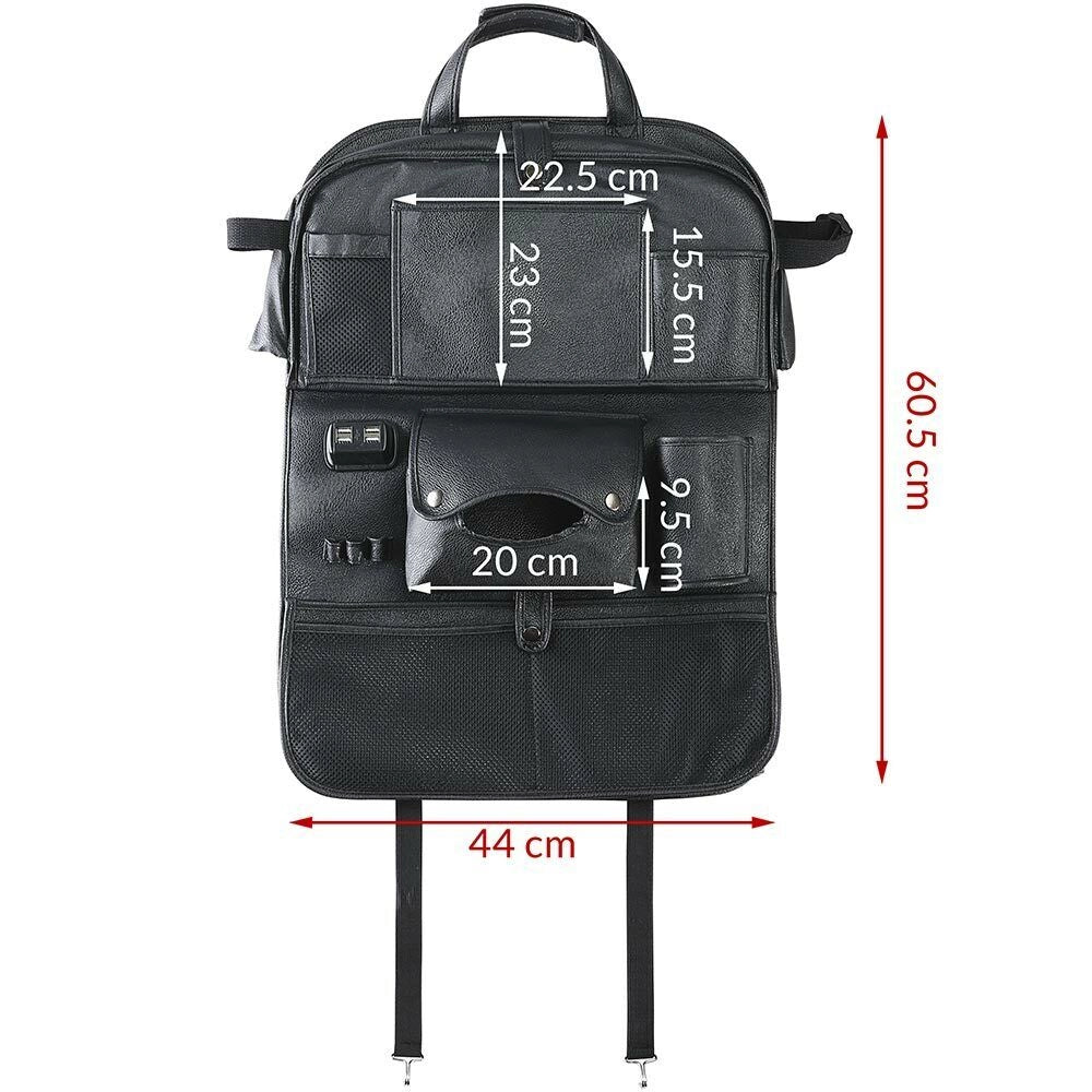 Organizer Schienale Sedile Auto Organizzatore con USB Tavolino Tasche Portatutto