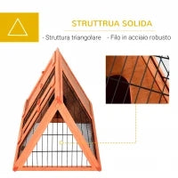 Gabbia per Conigli e Animali Domestici, Conigliera in Legno di Abete118 x 50 x 45 cm
