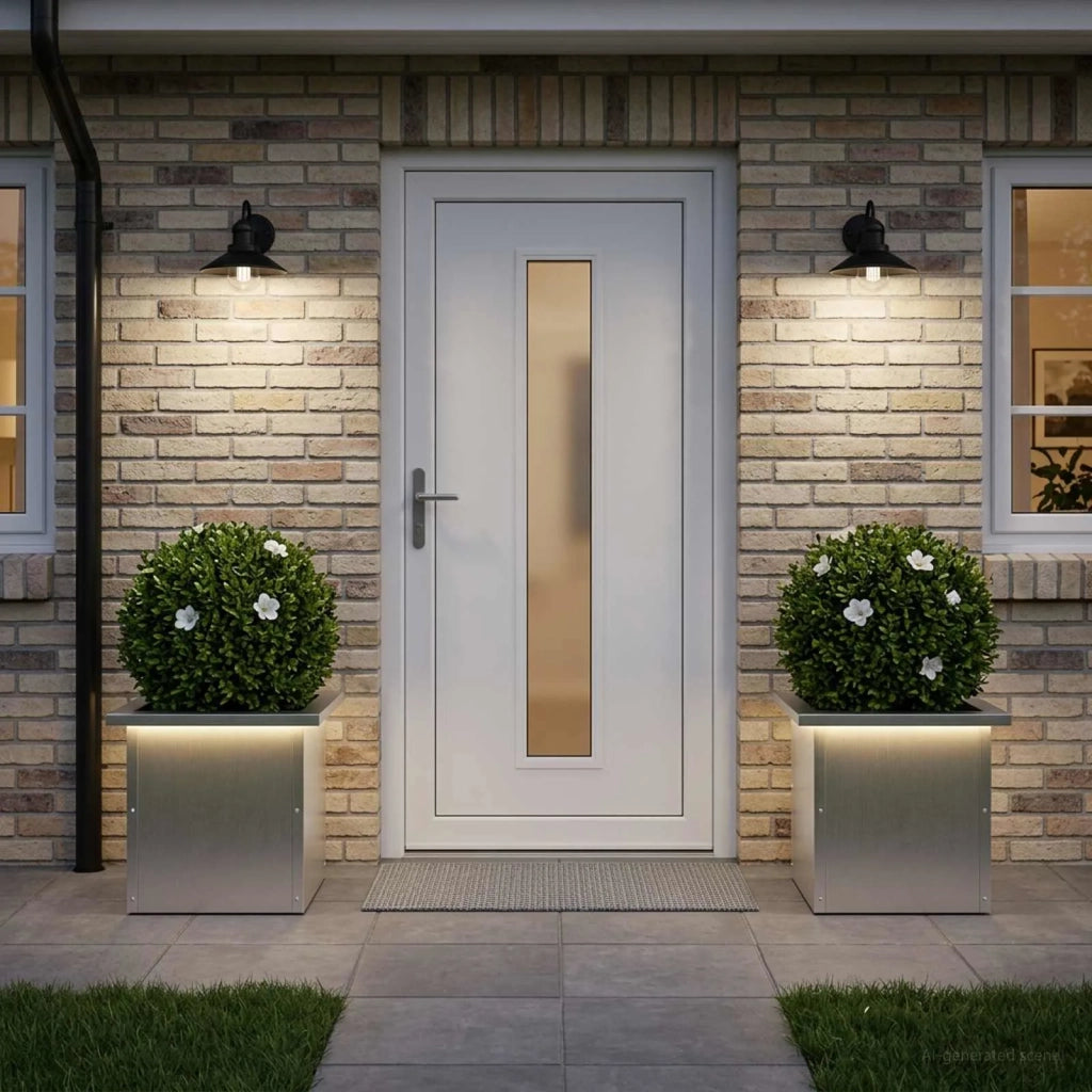 Fioriera da giardino con LED 2 pz Argento 30 x 30 x 30 cm 8008065
