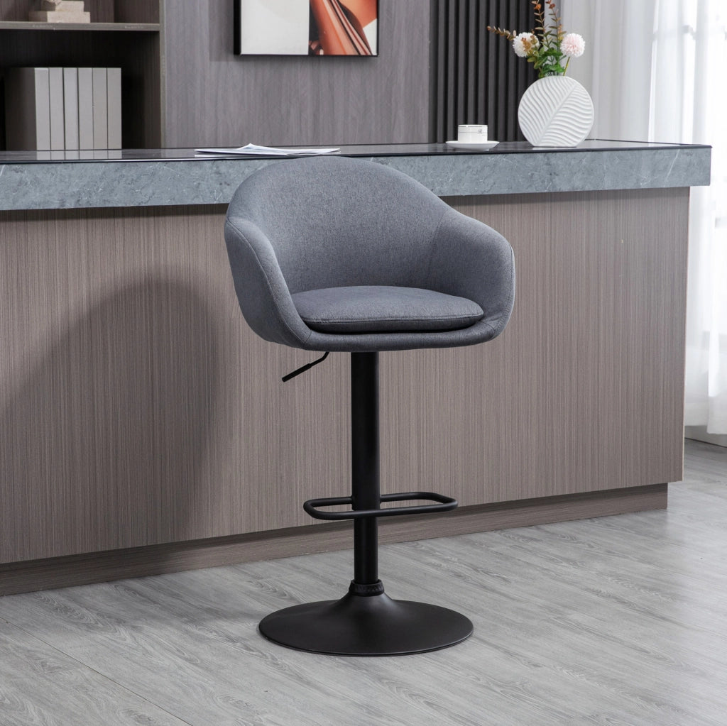 Sgabello bar 54x54x112 cm girevole e regolabile in altezza in acciaio grigio scuro