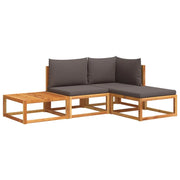Set di divani da giardino 4 pz | Set Salotto da Giardino con cuscini in legno di acacia e rattan